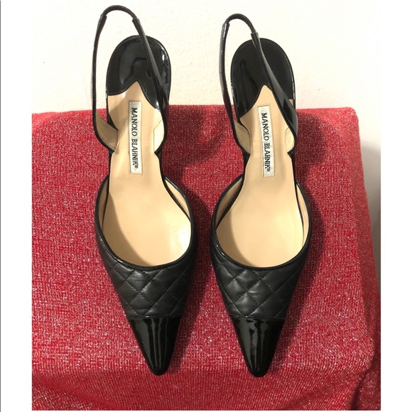Manolo Blahnik Shoes - Authentic Manolo Blahnik quilted leather slingback heels.